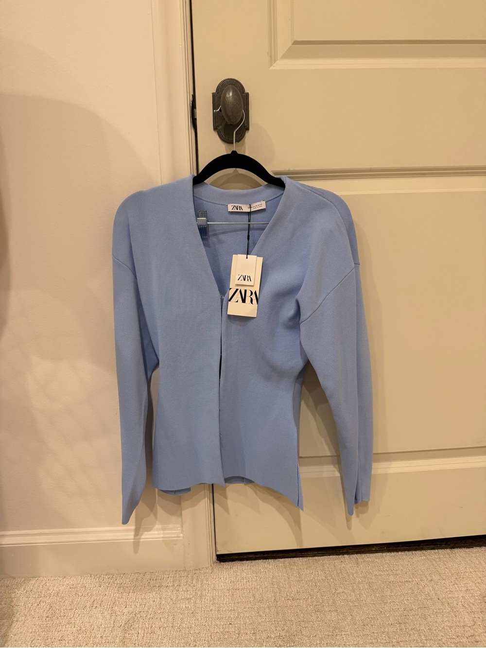 Zara Sky Blue V-Neck Knit Cardigan
